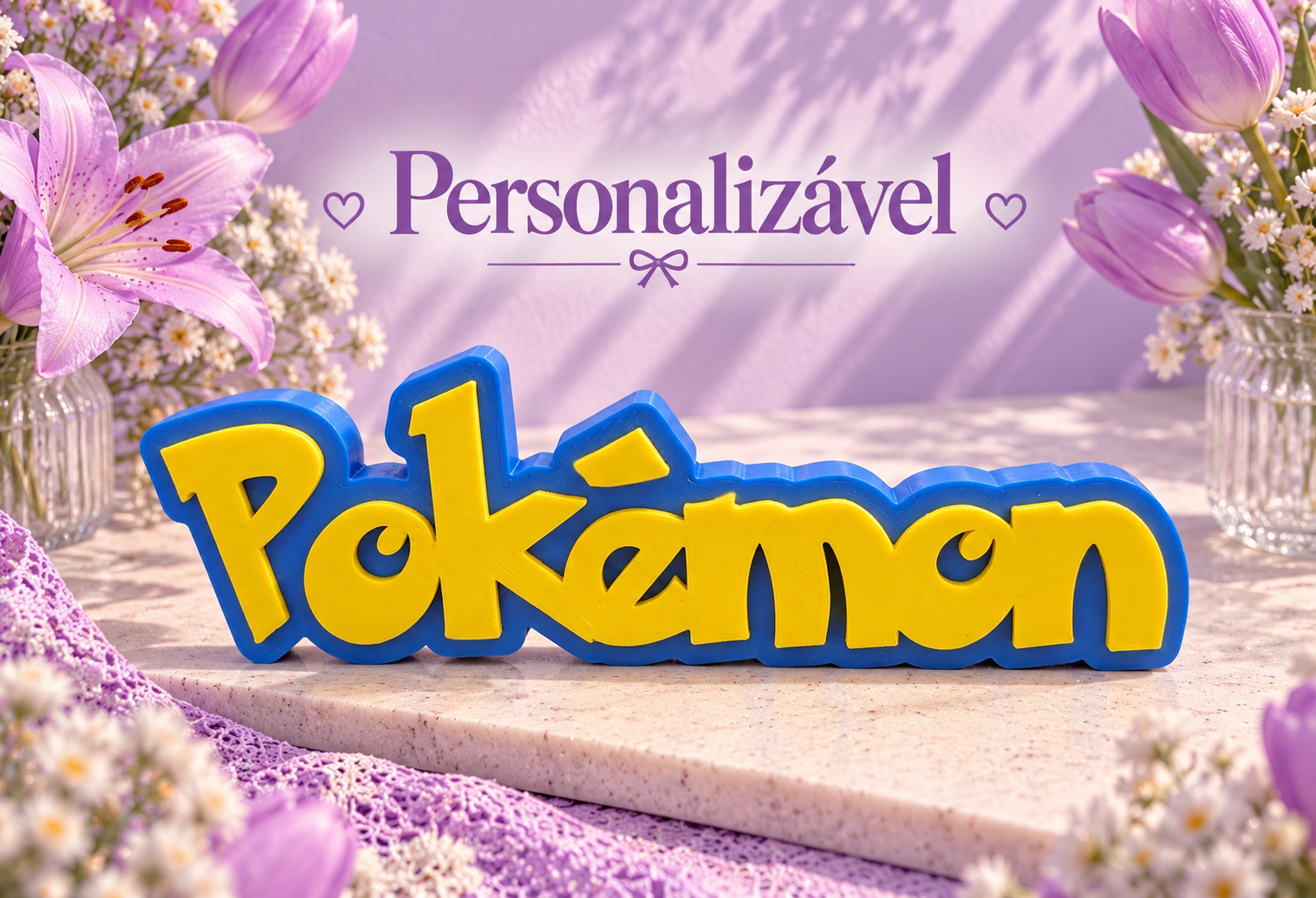 Placa de Nome Personalizável Estilo Pokémon