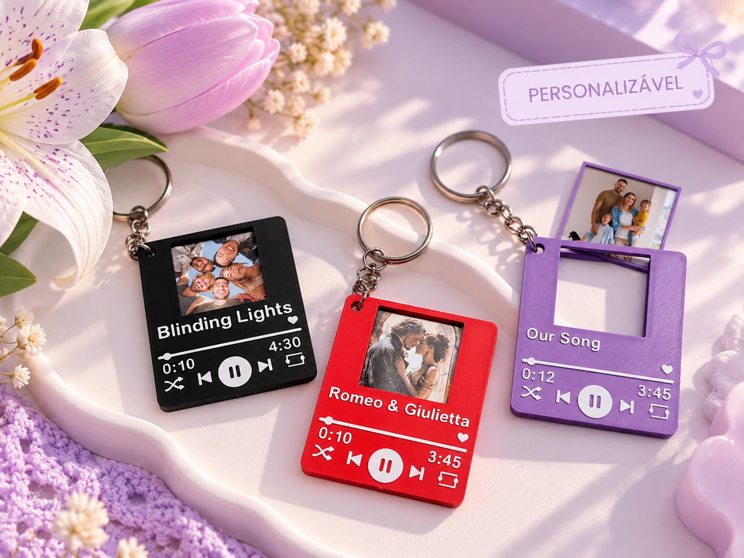 Chaveiro Personalizável com Foto e Música
