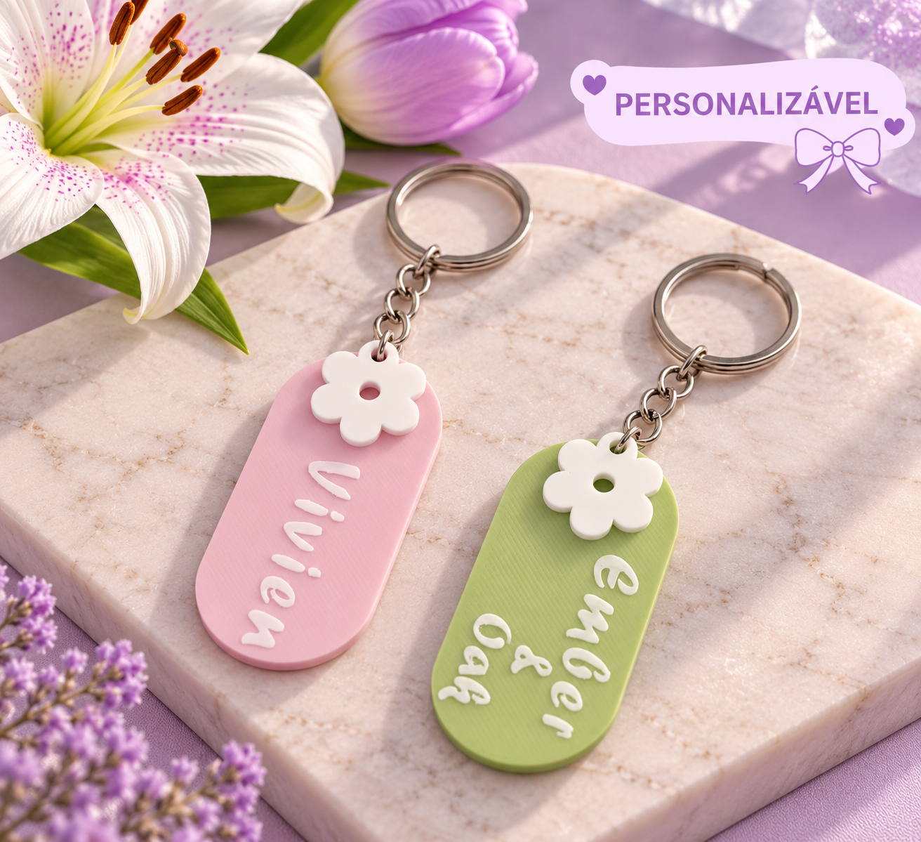 Chaveiro Personalizável — Margarida com Nome